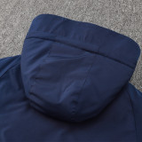 24-25 Germany Royal Blue Hooded Windbreaker Fabric Cotton Coat #G203