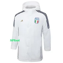 24-25 Italy White Hooded Windbreaker Fabric Cotton Coat #G222