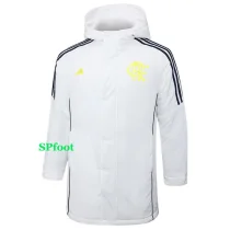 24-25 Flamengo White Hooded Windbreaker Fabric Cotton Coat #G204(黄标)