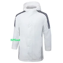 24-25 White Hooded Windbreaker Fabric Cotton Coat #G228光板