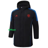 24-25 Man Utd Black Hooded Windbreaker Fabric Cotton Coat #G221