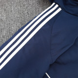 24-25 Spain Royal Blue Hooded Windbreaker Fabric Cotton Coat #G232