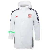 24-25 Spain White Hooded Windbreaker Fabric Cotton Coat #G231