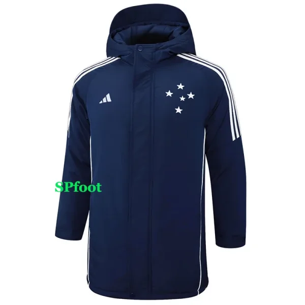 24-25 Cruzeiro Royal Blue Hooded Windbreaker Fabric Cotton Coat #G214