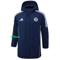 24-25 Bayern Royal Blue Hooded Windbreaker Fabric Cotton Coat #G198(白标)