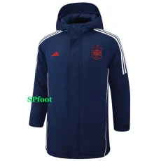24-25 Spain Royal Blue Hooded Windbreaker Fabric Cotton Coat #G232