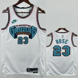 24-25 Grizzlies ROSE #23 White Retro Top Quality Hot Pressing NBA Jersey