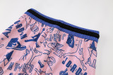 C2444 AJ Pink Blue Casual Short Pants
