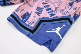 C2444 AJ Pink Blue Casual Short Pants