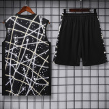 25-26 CHE Grey Black Tank top and shorts suit