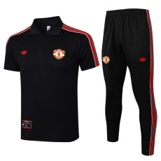 25-26  Man Utd Black Short shirts and Long trousers Suit #C2518