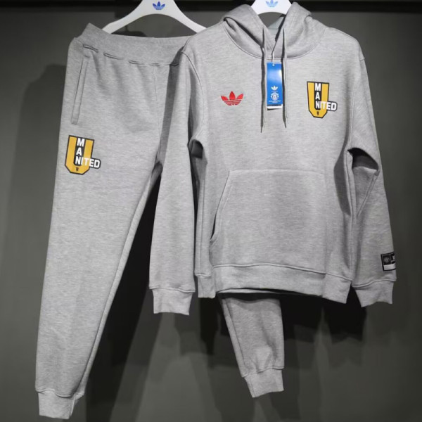 24-25 Man Utd Grey Hoodie Tracksuit (High Quality)(卫衣套装)