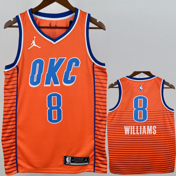 OKC Thunder WILLIAMS #8 Orange Top Quality Hot Pressing NBA Jersey (Trapeze Edition) 飞人版