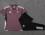 25-26 Man Utd Grey purple Short shirts and Long trousers Suit #C2537