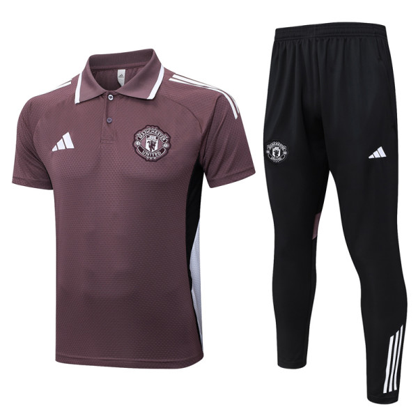 25-26 Man Utd Grey purple Short shirts and Long trousers Suit #C2537