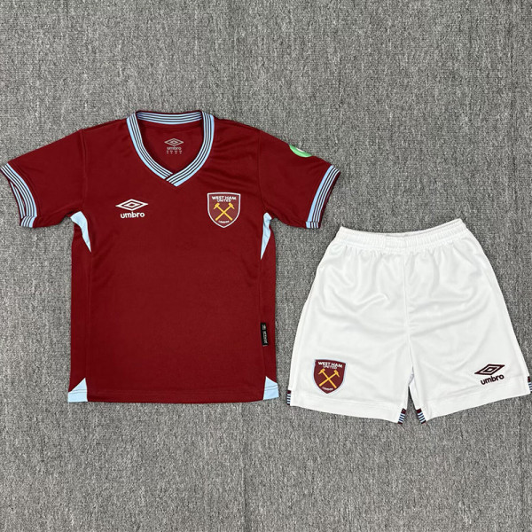 25-26 West Ham Home Kids Soccer Jersey