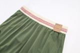 A2503 AJ Pink green Casual Short Pants #粉绿色