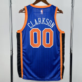23-24 KNICKS CLARKSON #00 Blue City Edition Top Quality Hot Pressing NBA Jersey