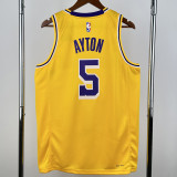 22-23 Lakers AYTON #5 Yellow Top Quality Hot Pressing NBA Jersey(圆领)