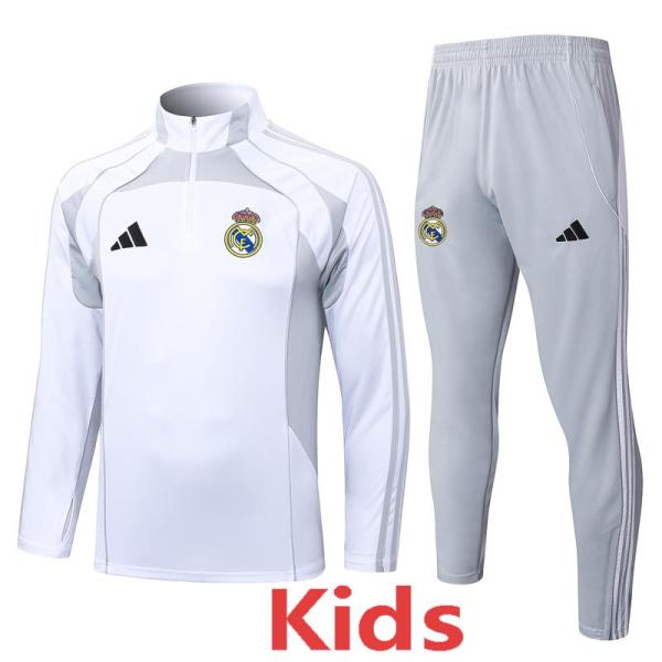 25-26 RMA White grey Kids Half Pull Tracksuit #E25106(童装)(半拉链)