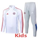 25-26 Bayern White Kids Half Pull Tracksuit #E25109(童装)(半拉链)
