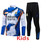 25-26 RMA White blue Kids Half Pull Tracksuit #E25129(童装)(半拉链)