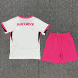 25-26 Sporting Lisbon White Pink Kids Soccer Jersey