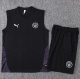 25-26 Man City Black Tank top and shorts suit #D25229