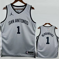 25-26 SA Spurs WEMBANYAMA #1 Grey Top Quality Hot Pressing NBA Jersey