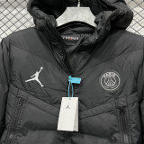 25-26 CV003 PSG Jordan Black Hooded Cotton Coat #棉衣
