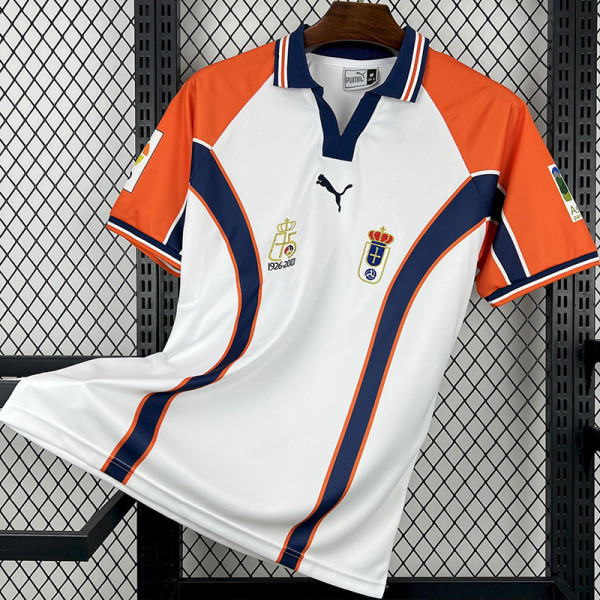 2001 Real Oviedo Away Retro Soccer Jersey (带章)