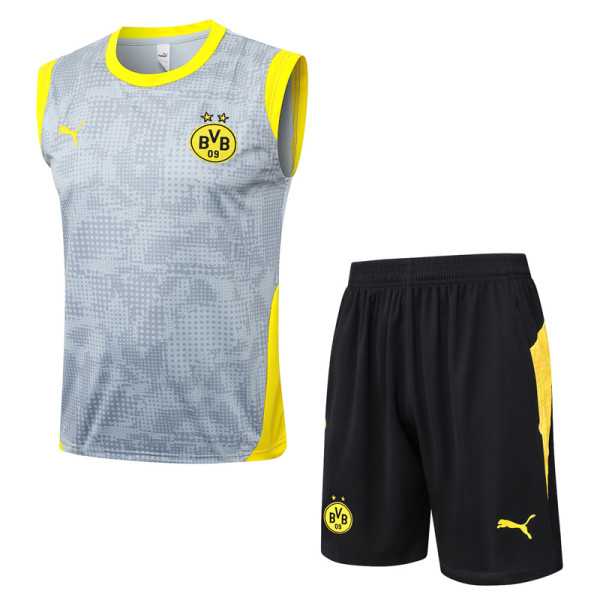 25-26 Dortmund Light gray Tank top and shorts suit #D25234