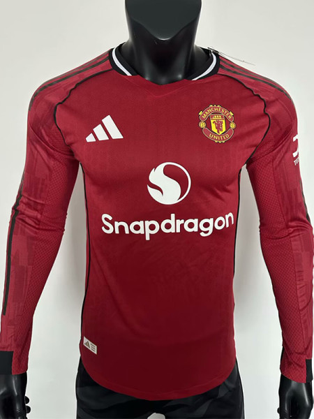 25-26 Man Utd Home Long Sleeve Player Version Soccer Jersey (长袖球员)