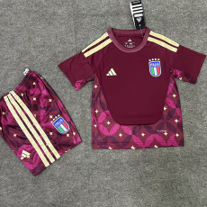 26-27 Italy Brown Red Goalkeeper Kids Soccer Jersey