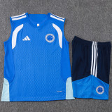 26-27 Cruzeiro Fancy blue Tank top and shorts suit #D26006