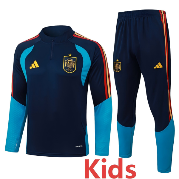 26-27 Spain Royal blue Kids Half Pull Tracksuit #E26024(童装)(半拉链)