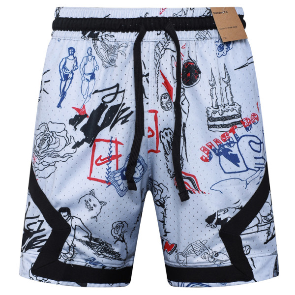 C2523 AJ Light gray Bastketball Casual Short Pants #涂鸦灰