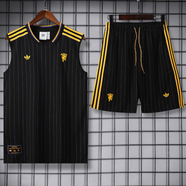 25-26 Man Utd Black Tank top and shorts suit
