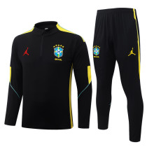 26-27 Brazil Black Half Pull Tracksuit #B26035(半拉链)