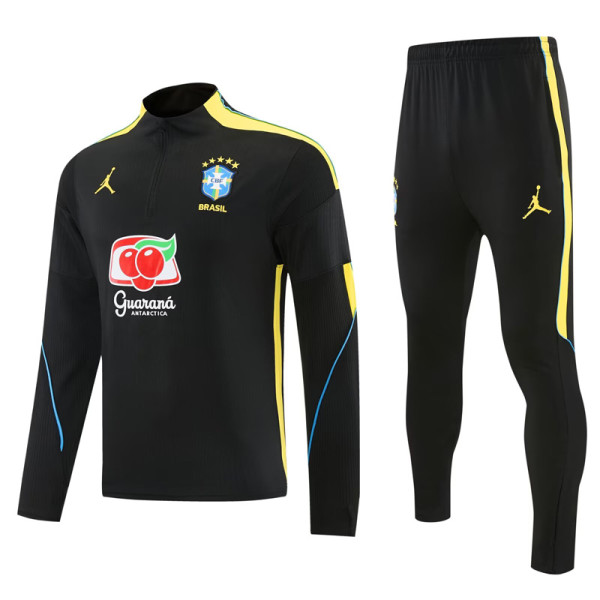 26-27 Brazil Black Half Pull Tracksuit (半拉链)