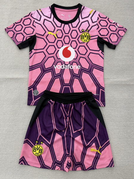 26-27 Dortmund Pink Goalkeeper Kids Soccer Jersey