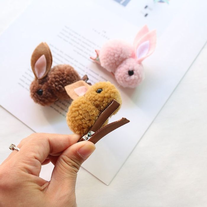 2020 Cute Ball Rabbit Hair Ring Female Tie Rope Korean Elastic Rubber Hair Bands Bunny Hair Clip Children's Hair Accessories