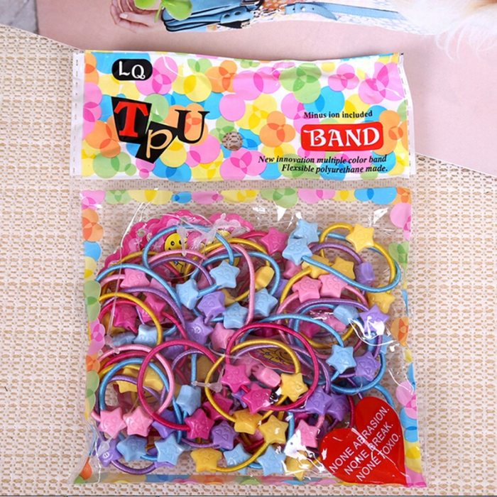 50pcs Small Cartoon Bears Flowers Rabbit Star Child Baby Kids Ponytail Holders Hair Accessories For Girl Rubber Band Tie Gum