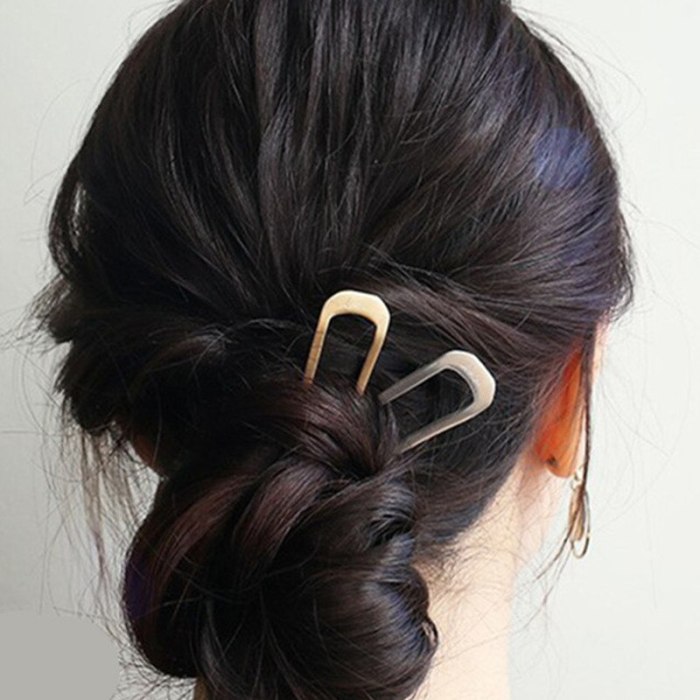 Korean U Shape Hair Clips elegant Metal Forks Vintage Styling Hairpins mother-of-pearl designer Newly for Women Hair Style Tool