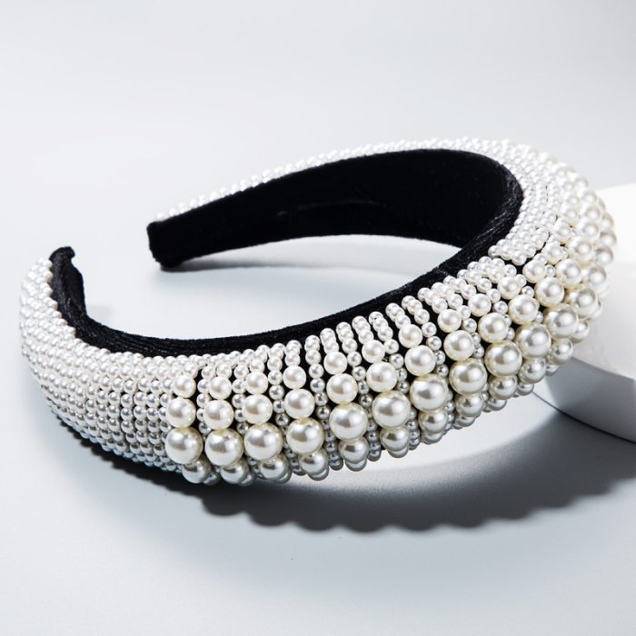 2020 Top Knot Turban Headband Elastic Hairband Pearl Hair Accessories Girls No Slip Stay Knotted Head Band Hair Band Women