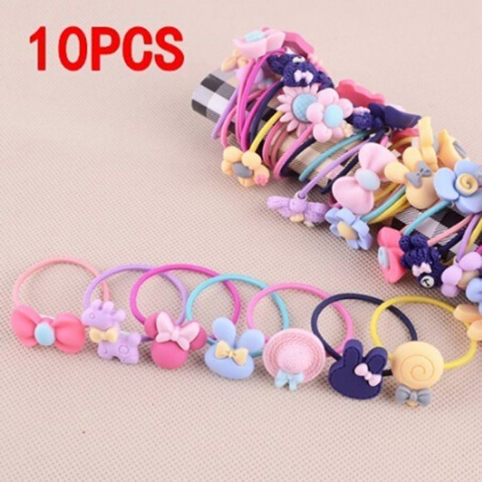 10pcs Cute flower Princess Headwear Elastic Hair Bands Girls  Mini Headdress Tie Gum Ropes Hair Accessories