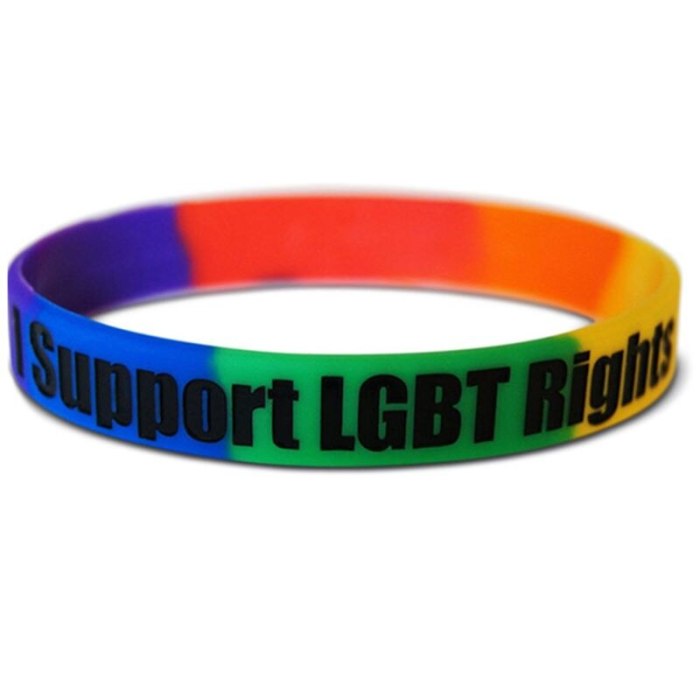 18 Types Unisex LGBT Rainbow Letters Bracelet Party Parade Sports Wristband Six-Color Gay Lesbian Pride Silicone Rubber