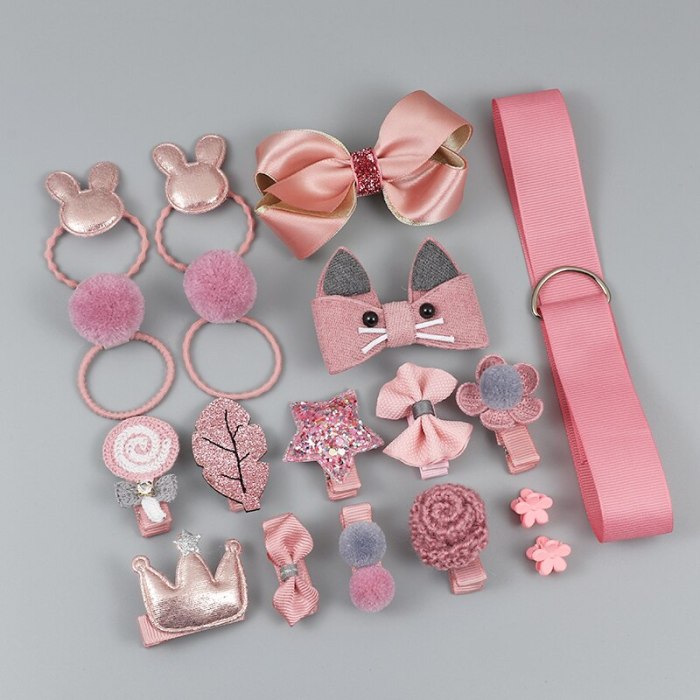 18 Piece Hair Clip Set Cute Hair Accessories Girl Headwear Bow Flower Animal Hairpins Hair Band Cartoon Elastic Headdress Gift