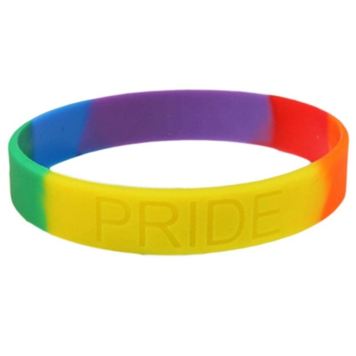 18 Types Unisex LGBT Rainbow Letters Bracelet Party Parade Sports Wristband Six-Color Gay Lesbian Pride Silicone Rubber