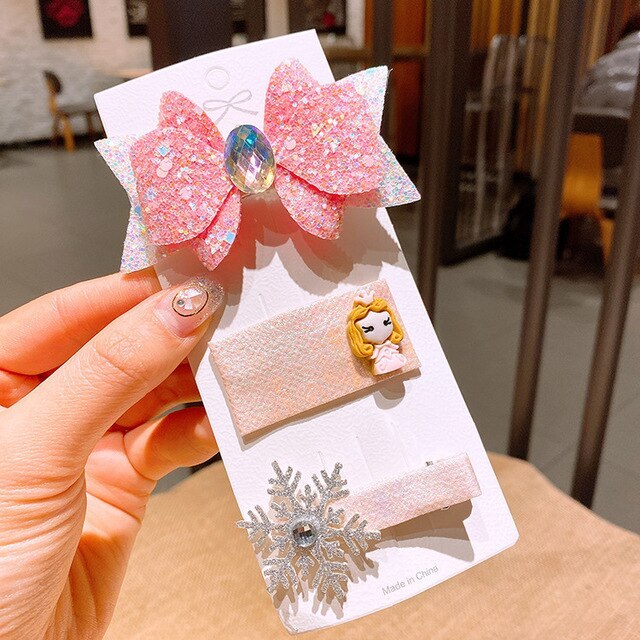 1PCS Wholesale Cartoon Elsa Anna Princess Icon Hair Pins Lovely Good Quality Hair Clips Metal Head Wear Girls BB Party Gifts